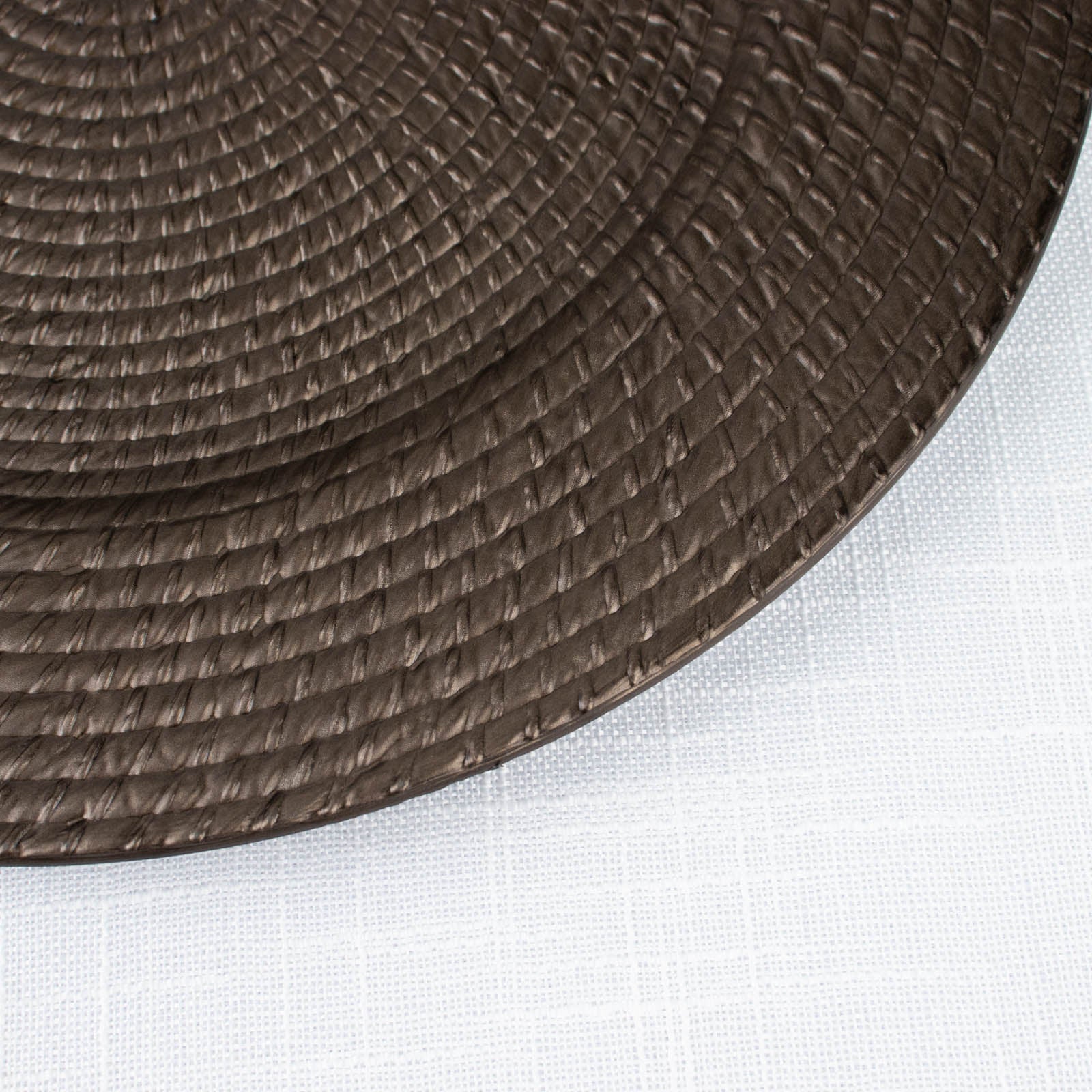 12-Pack Acrylic Charger Plates 13" Round Natural Brown with Rattan-Like Design - Farmhouse Disposable Plastic Charger Tableware - Image 8